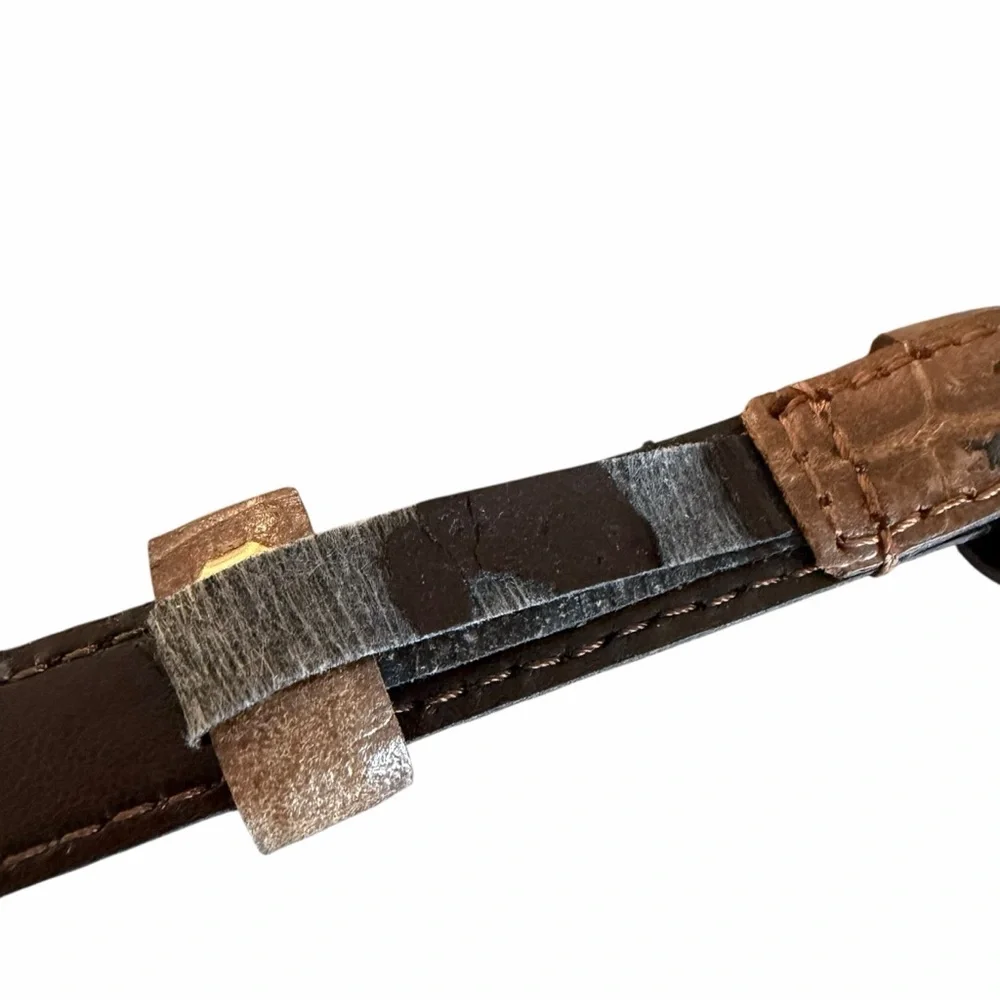 MaxMara Taupe Embossed Animal Print Leather Belt Size 48 US L/XL